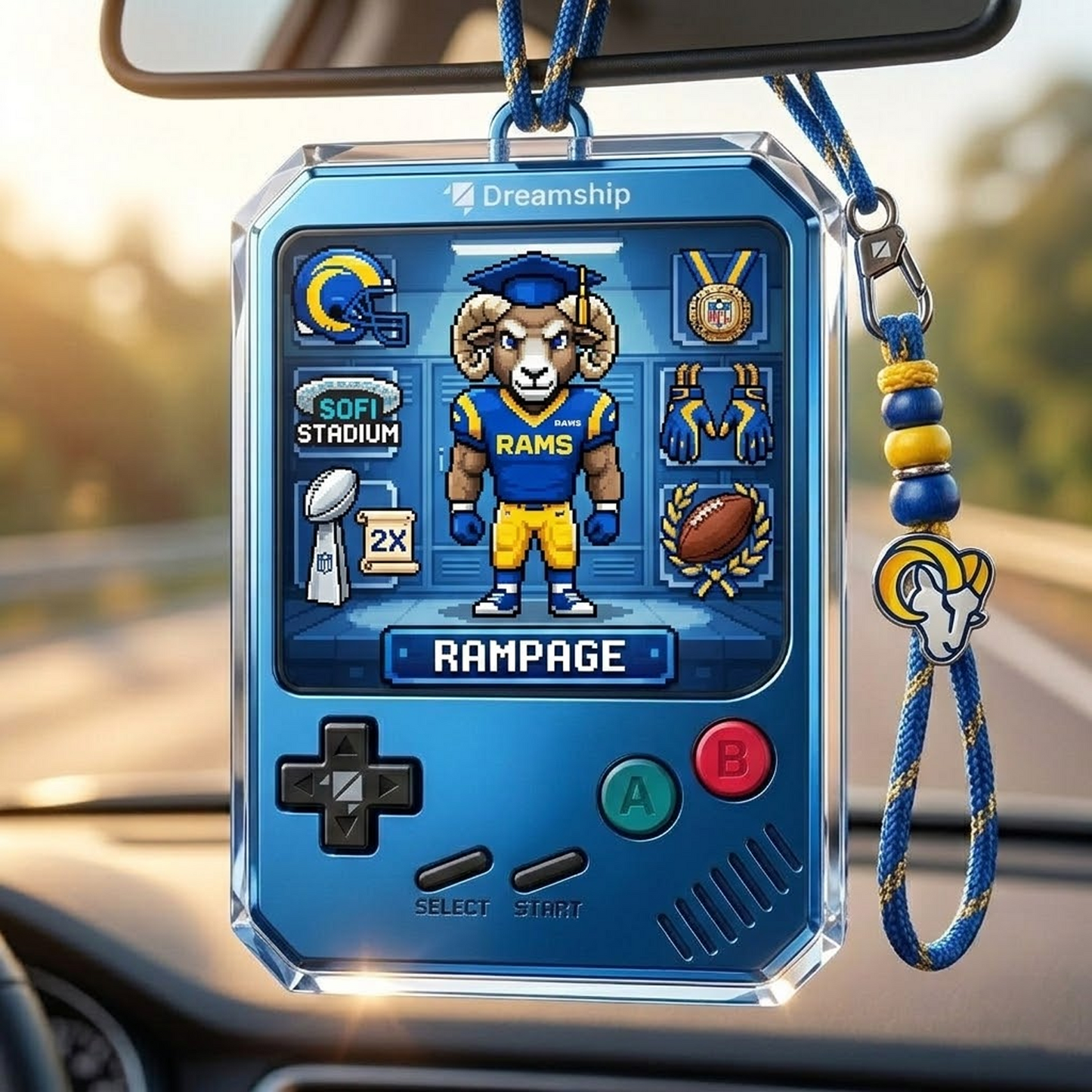 LAR X Classic NFL Football Team Name Car Ornaments NAK NHT