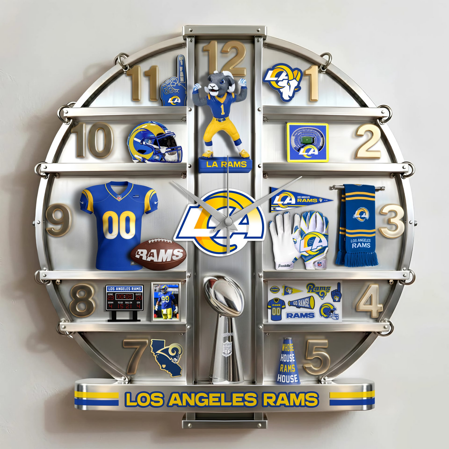 LAR x NFL Home Decorative 3D Visual Effect Acrylic Wall Clock NAK CTKT