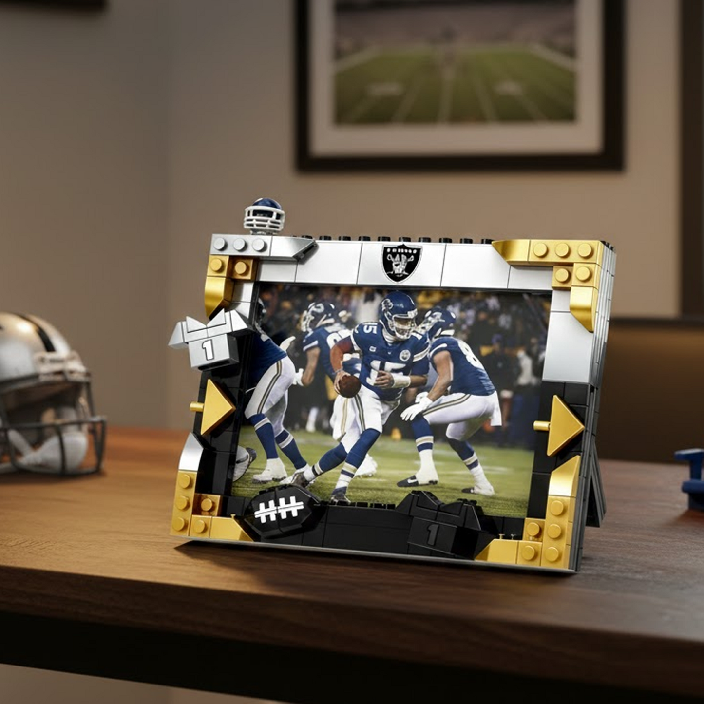 LV X NFL Football Photo Frame Building Set Compatible Display Gift For Fans NAK NHT