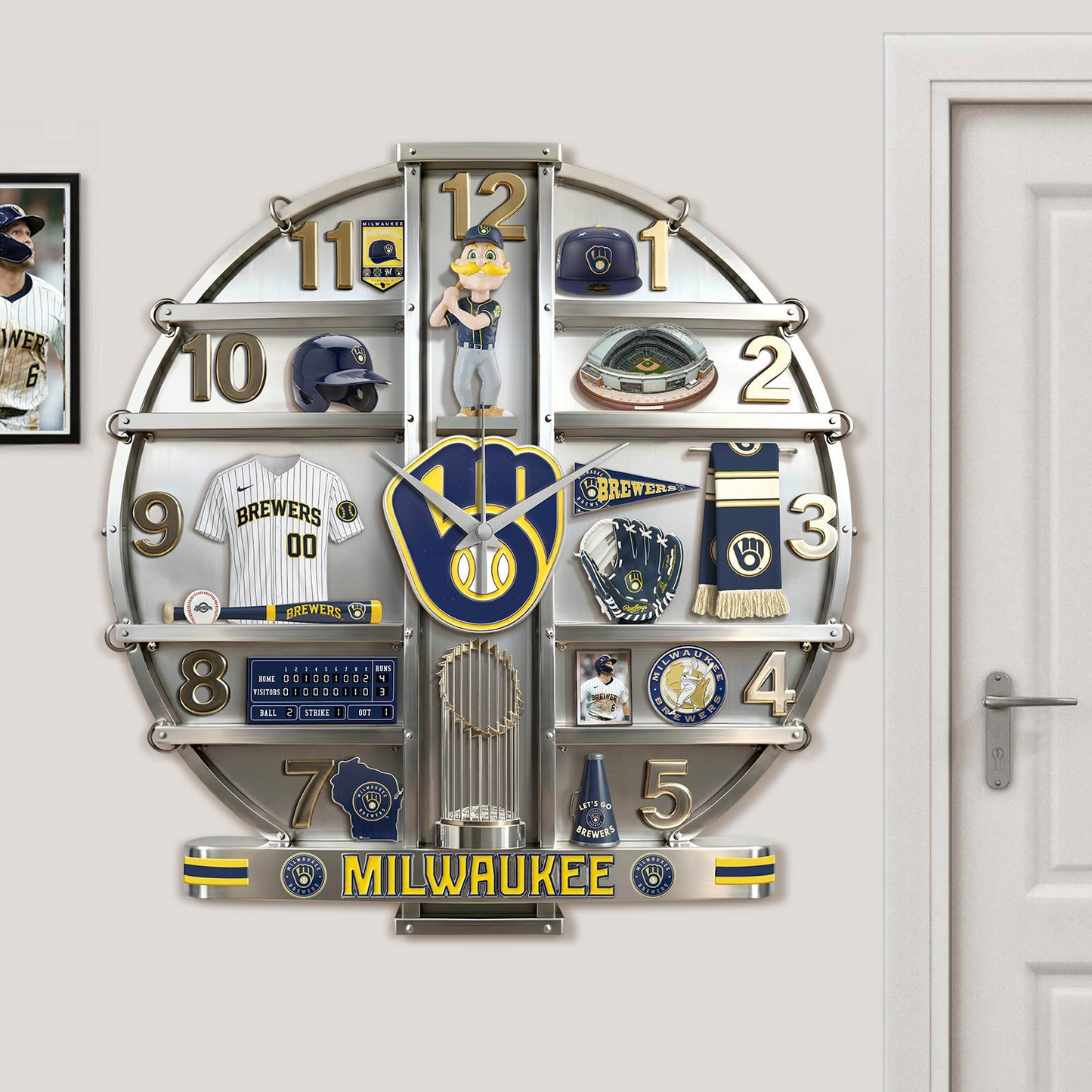 MB x MLB Home Decorative 3D Visual Effect Acrylic Wall Clock NAK CTKT
