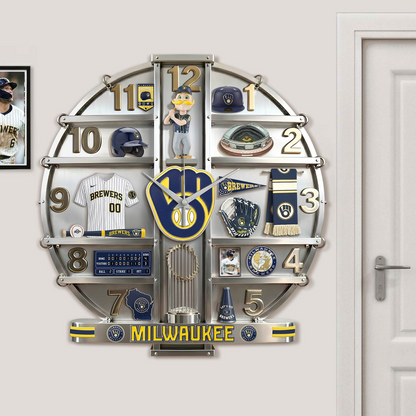 MB x MLB Home Decorative 3D Visual Effect Acrylic Wall Clock NAK CTKT