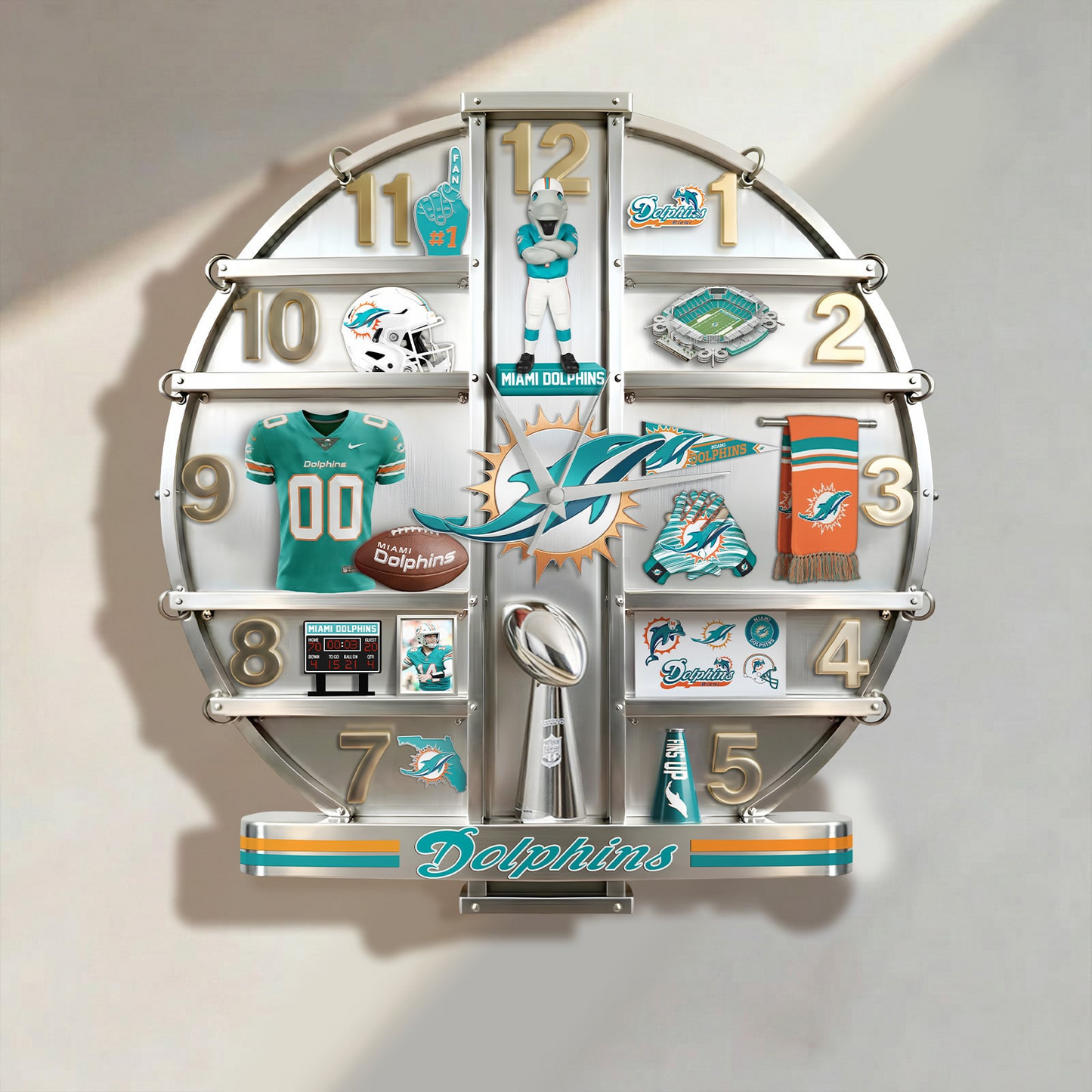 MD x NFL Home Decorative 3D Visual Effect Acrylic Wall Clock NAK CTKT