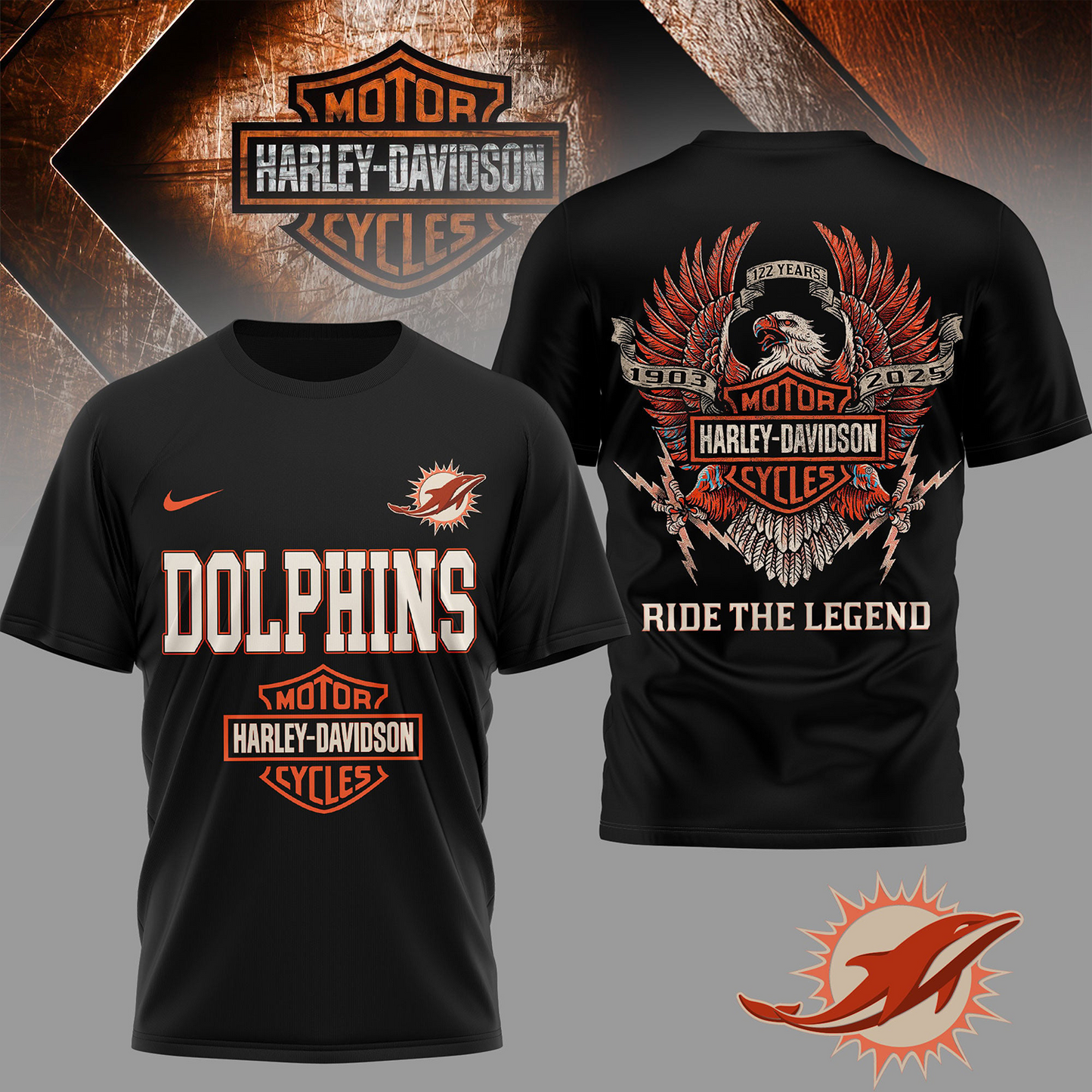 MIA Premium NFL 122 Year Harley Davidson 3D Shirt 2603 DatND DVT