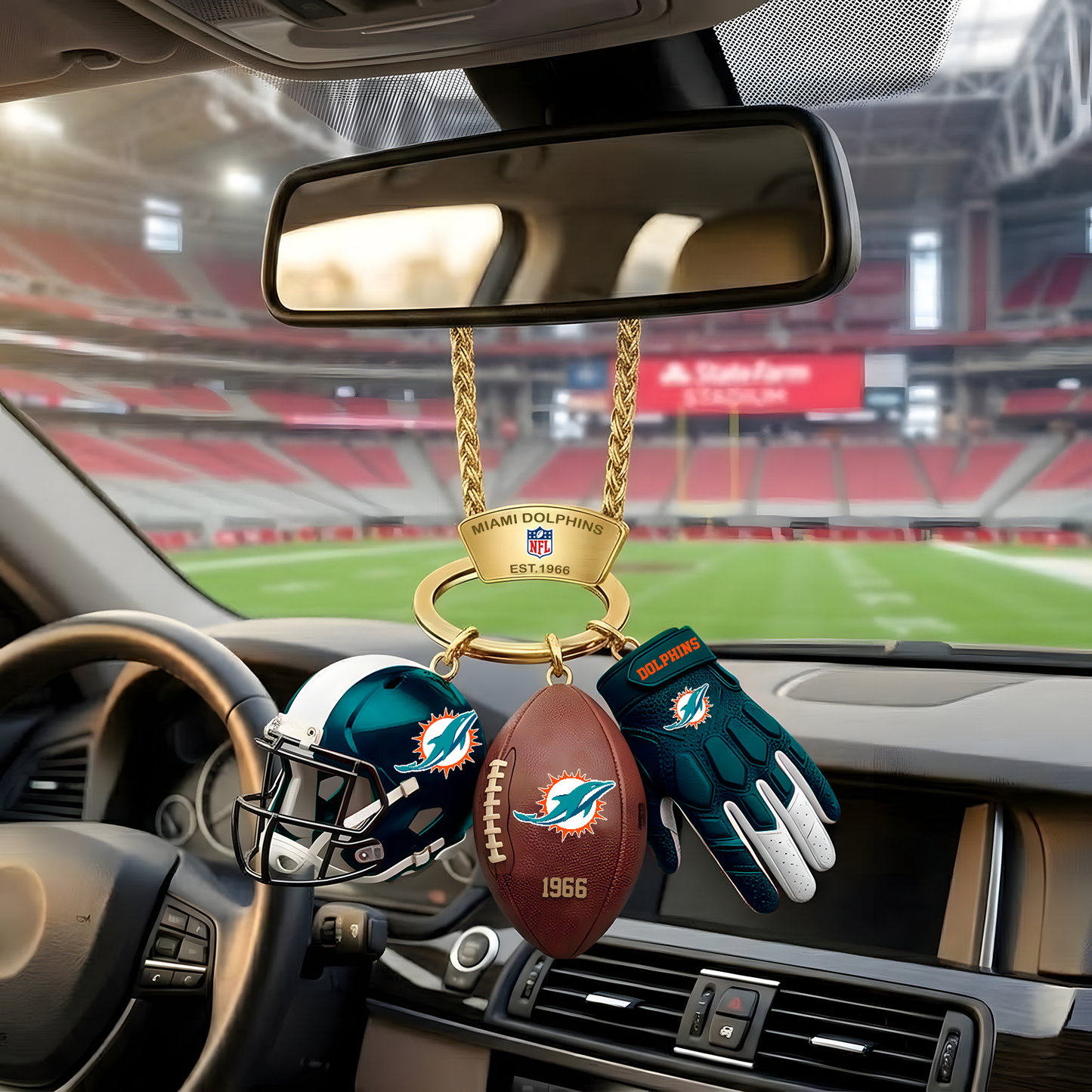 MIA X NFL Helmet and Football Car Ornament NAK NHT