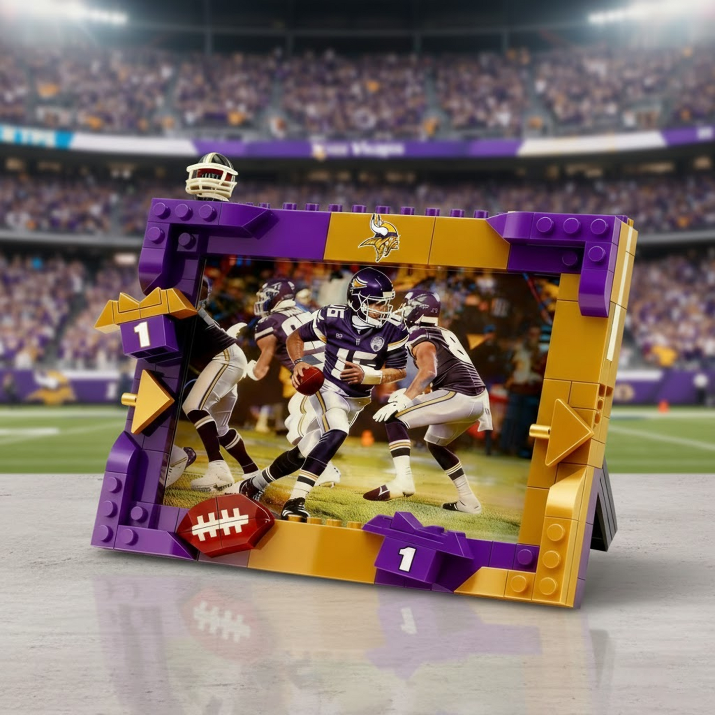 MIN X NFL Football Photo Frame Building Set Compatible Display Gift For Fans NAK NHT