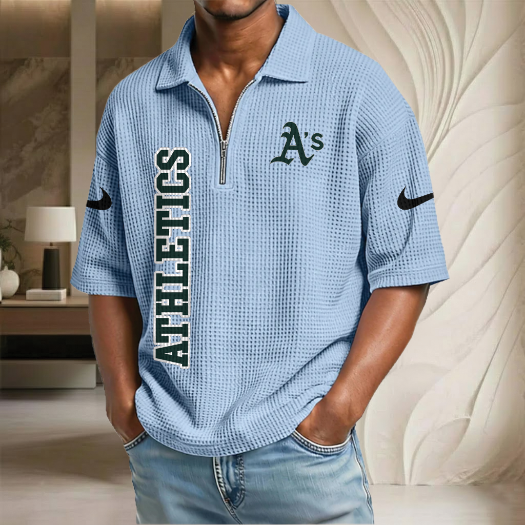 MLB x ATH Baseball Waffle Half-Zip Polo Shirt HLP HLPHUONG
