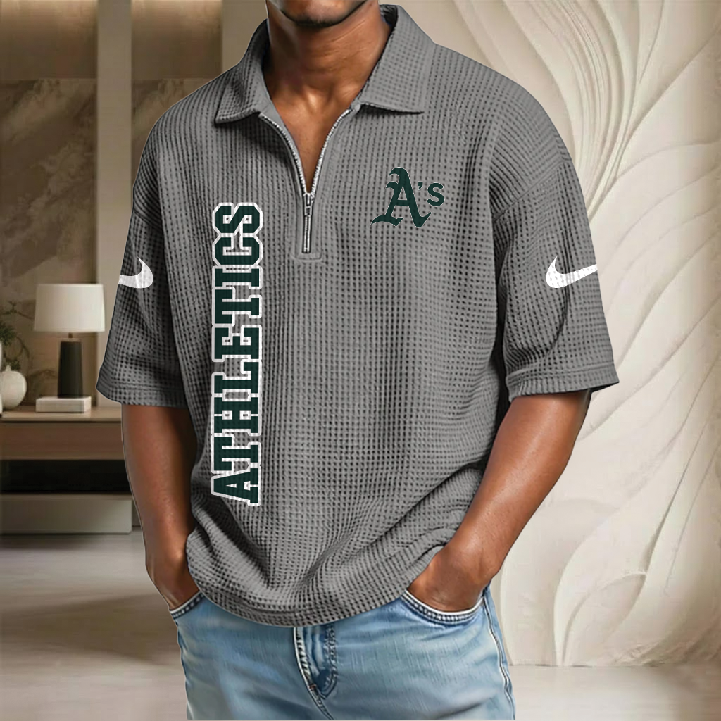MLB x ATH Baseball Waffle Half-Zip Polo Shirt HLP HLPHUONG