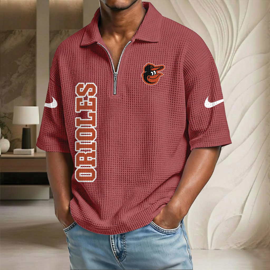 MLB x BAL Baseball Waffle Half-Zip Polo Shirt HLP HLPHUONG