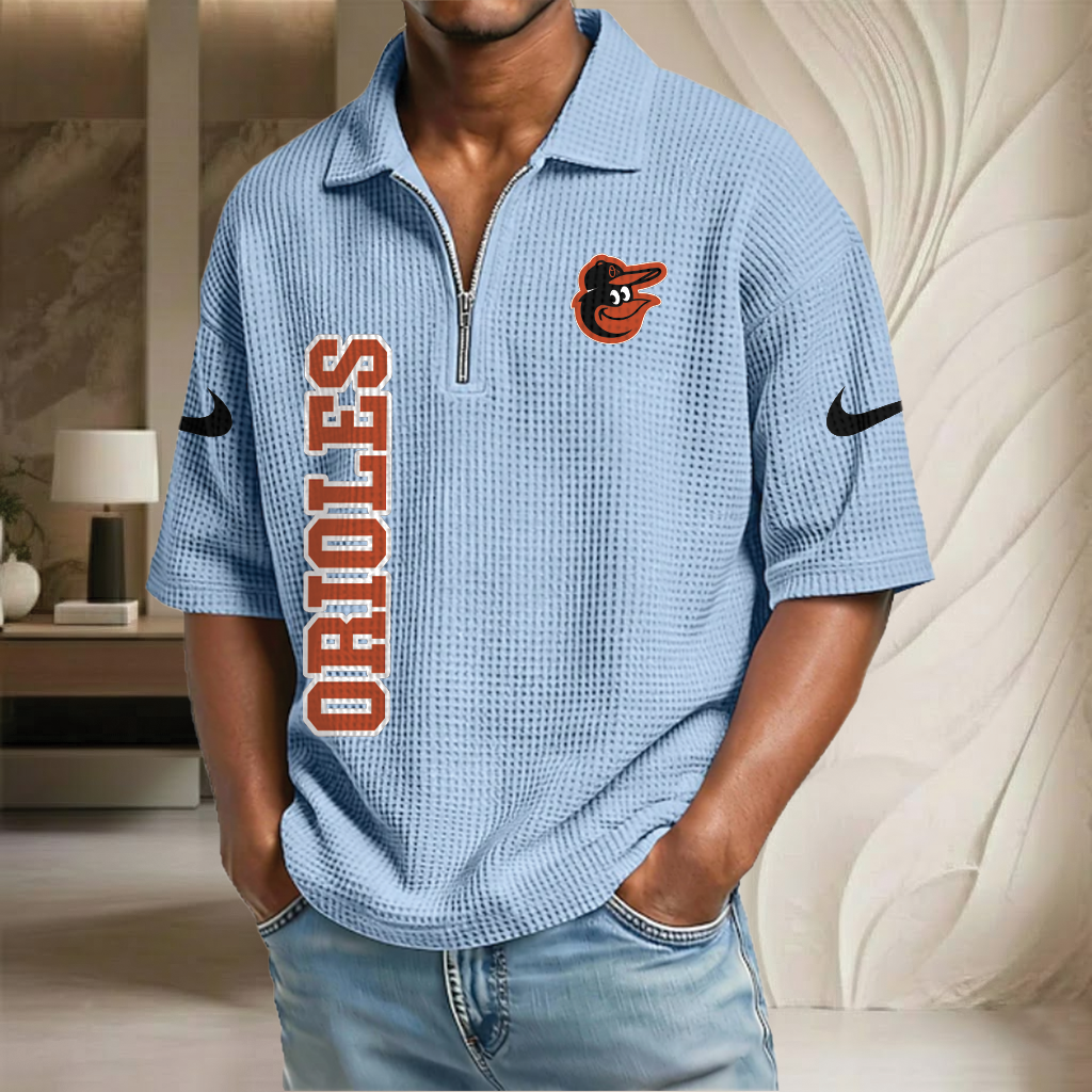 MLB x BAL Baseball Waffle Half-Zip Polo Shirt HLP HLPHUONG