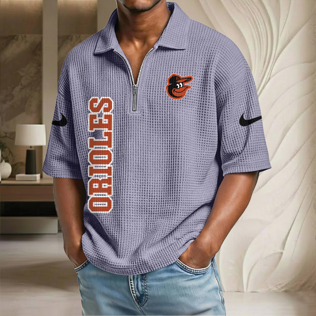MLB x BAL Baseball Waffle Half-Zip Polo Shirt HLP HLPHUONG