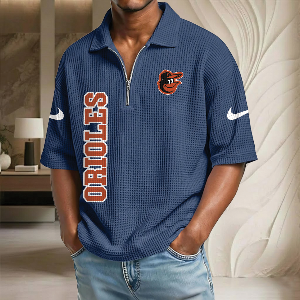 MLB x BAL Baseball Waffle Half-Zip Polo Shirt HLP HLPHUONG