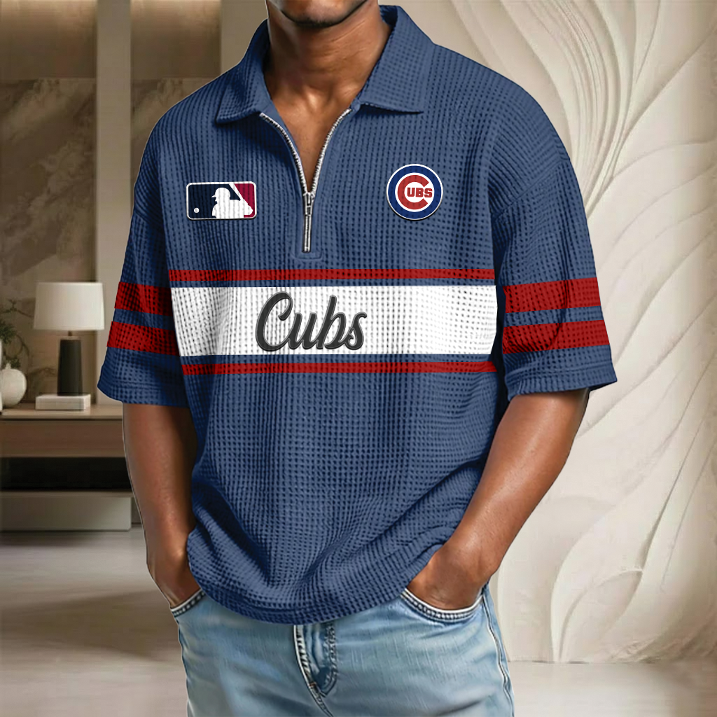 MLB x CHI Baseball Waffle Half-Zip Polo Shirt HLP HLPHUONG