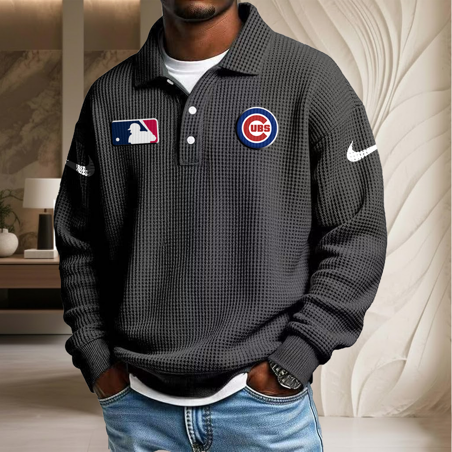 MLB x CHI Waffle Three Button Lapel Polo HLP HLPHUONG
