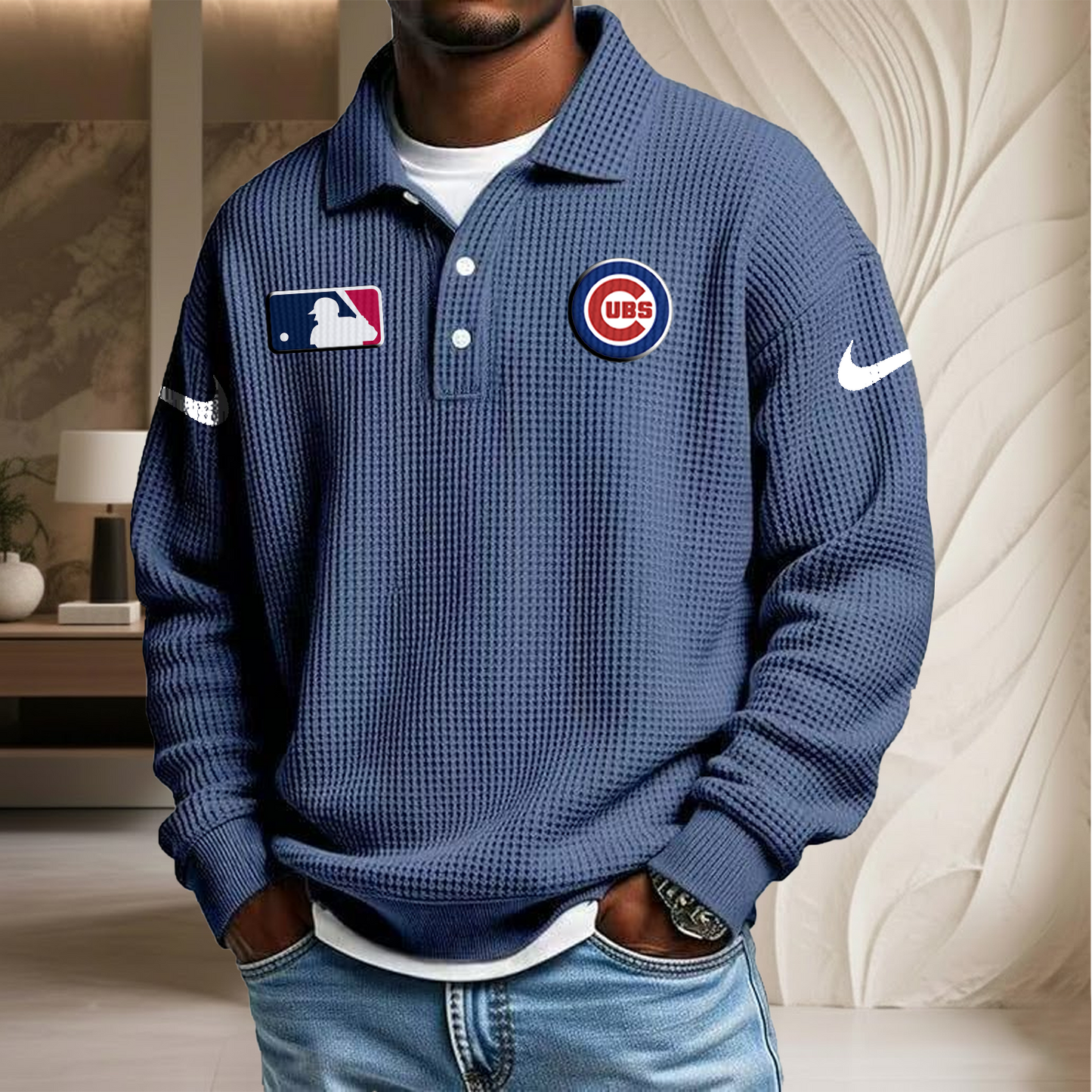 MLB x CHI Waffle Three Button Lapel Polo HLP HLPHUONG