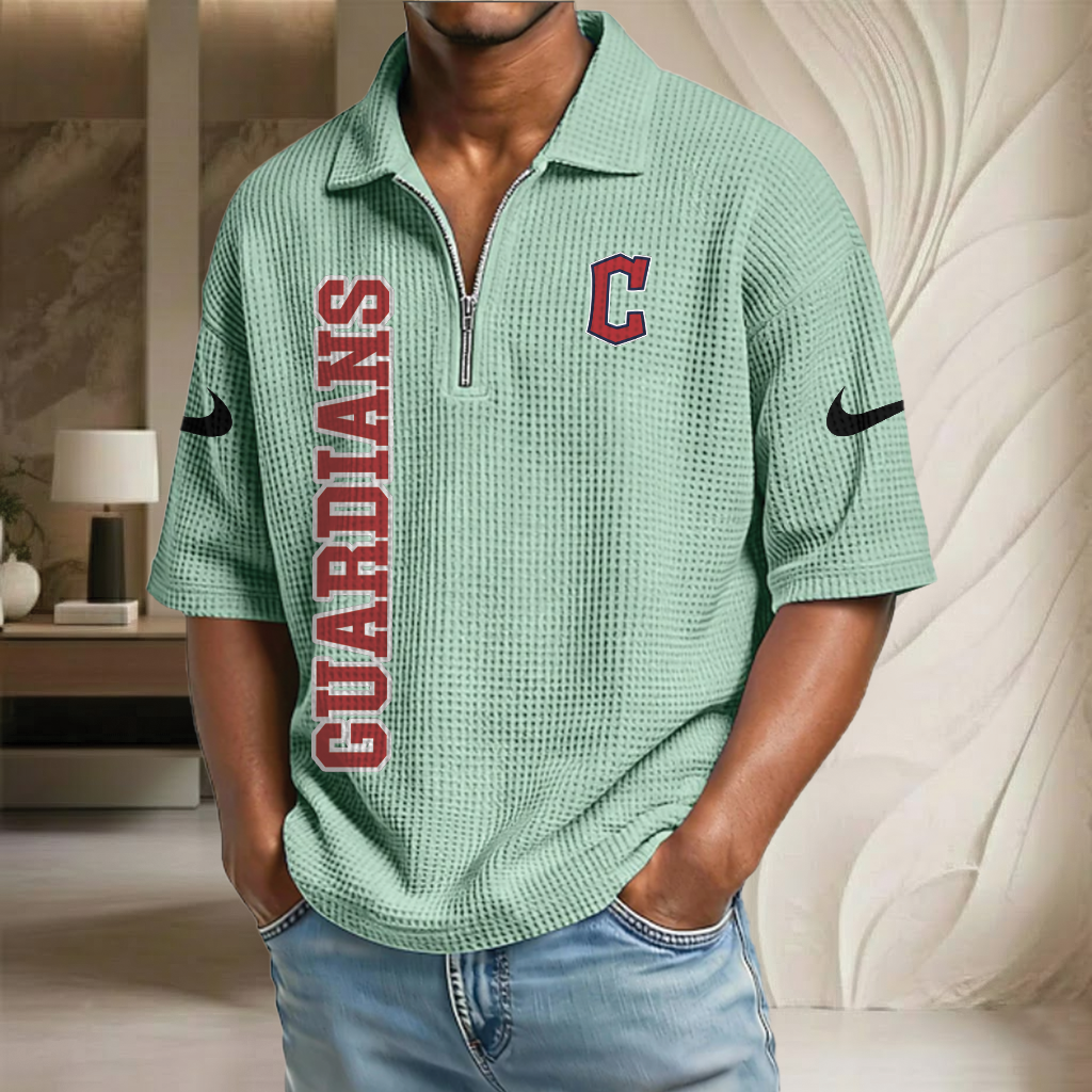 MLB x CLE Baseball Waffle Half-Zip Polo Shirt HLP HLPHUONG