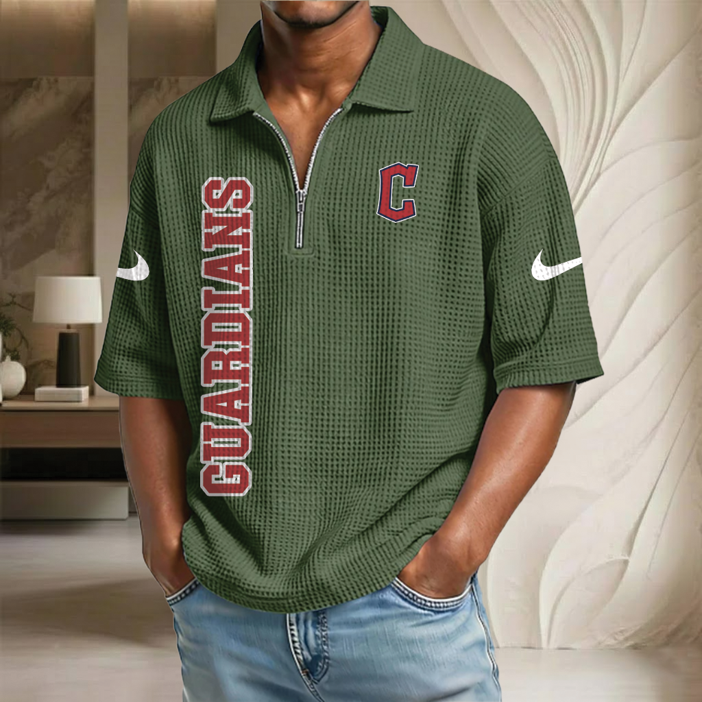 MLB x CLE Baseball Waffle Half-Zip Polo Shirt HLP HLPHUONG