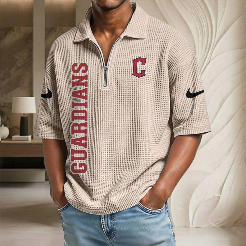 MLB x CLE Baseball Waffle Half-Zip Polo Shirt HLP HLPHUONG
