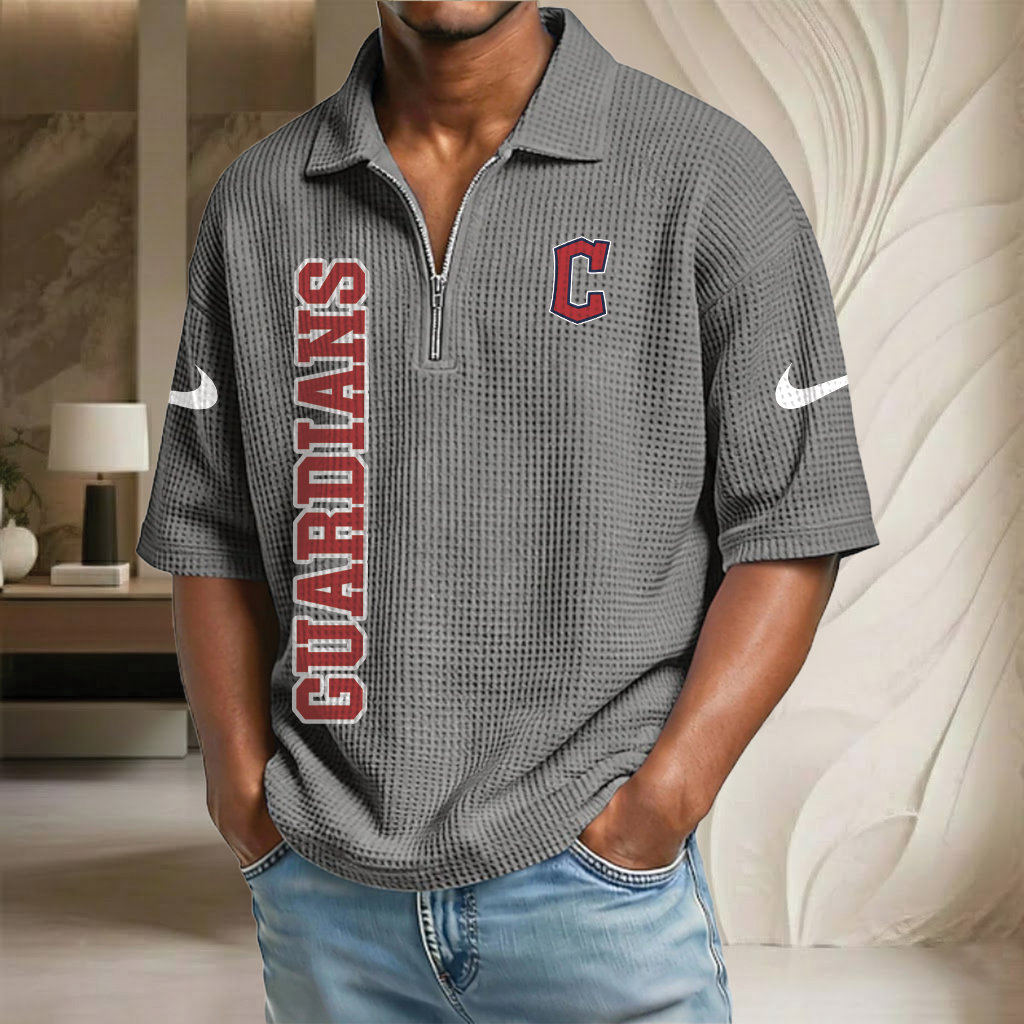 MLB x CLE Baseball Waffle Half-Zip Polo Shirt HLP HLPHUONG