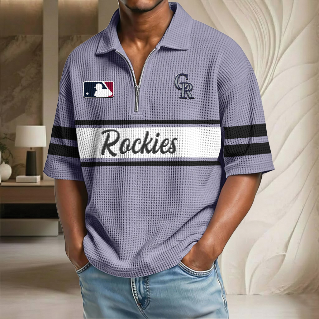 MLB x COL Baseball Waffle Half-Zip Polo Shirt HLP HLPHUONG
