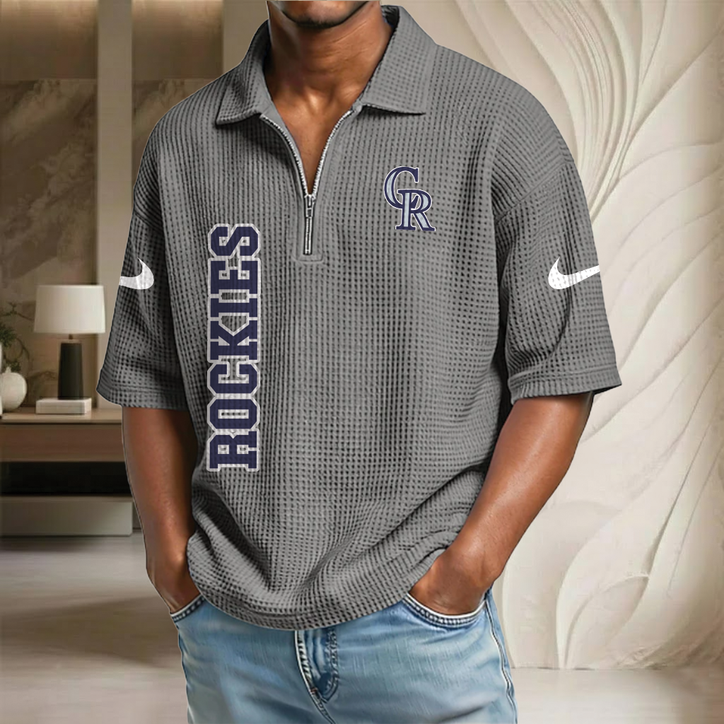 MLB x COL Baseball Waffle Half-Zip Polo Shirt HLP HLPHUONG