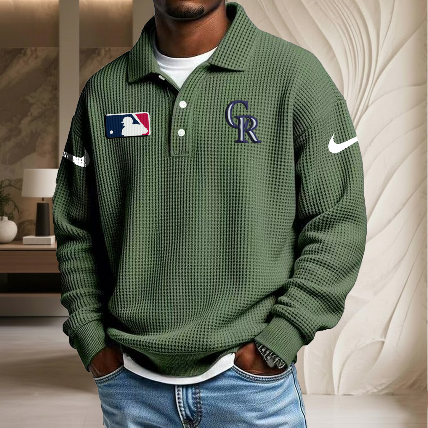 MLB x COL Waffle Three Button Lapel Polo HLP HLPHUONG