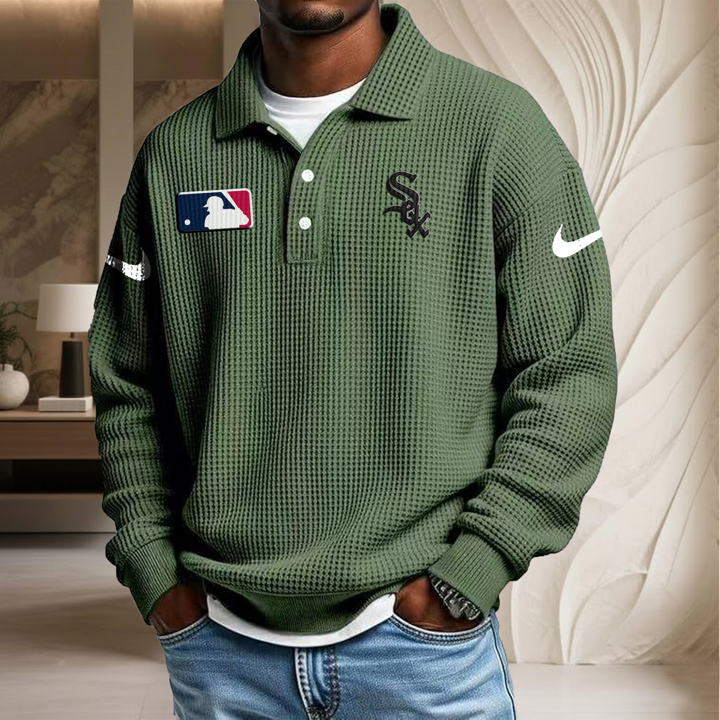 MLB x CWS Waffle Three Button Lapel Polo HLP HLPHUONG
