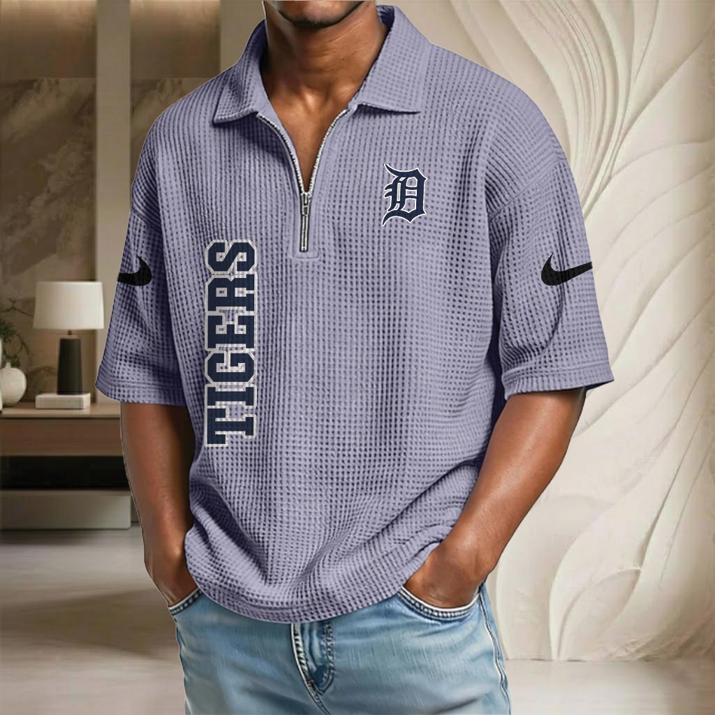 MLB x DET Baseball Waffle Half-Zip Polo Shirt HLP HLPHUONG