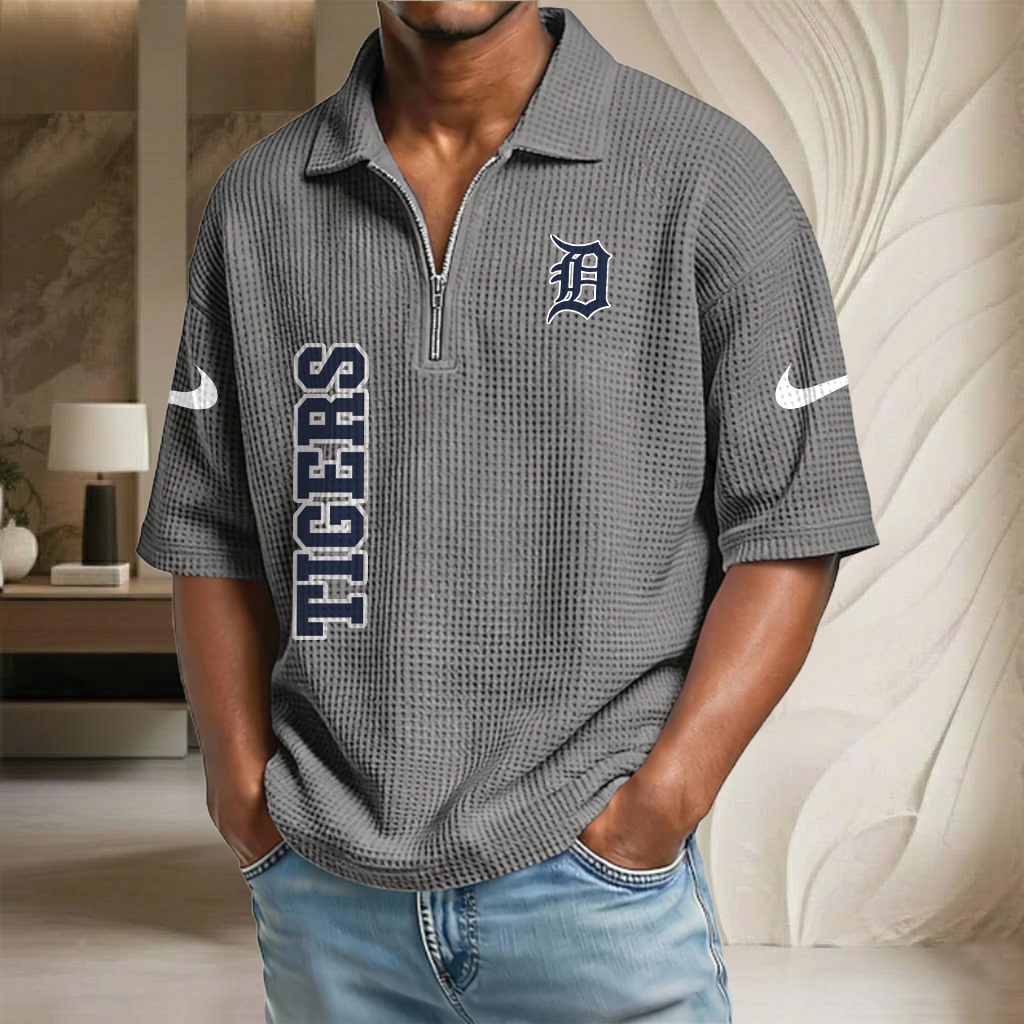MLB x DET Baseball Waffle Half-Zip Polo Shirt HLP HLPHUONG