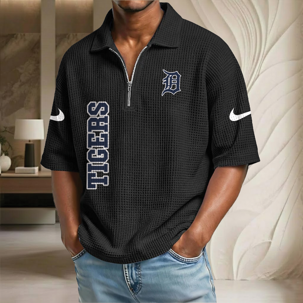 MLB x DET Baseball Waffle Half-Zip Polo Shirt HLP HLPHUONG