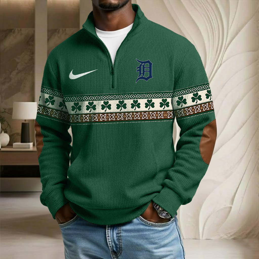 MLB x DET Lucky St Patrick Day Stand Collar Half-zip Sweatshirt HLP HLPHUONG