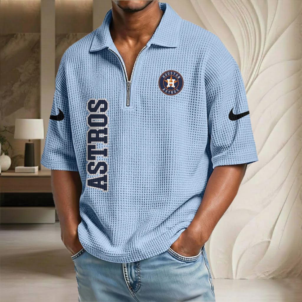 MLB x HOU Baseball Waffle Half-Zip Polo Shirt HLP HLPHUONG