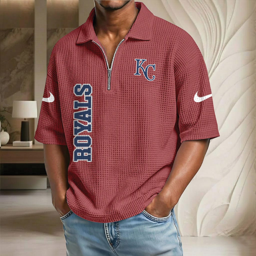 MLB x KC Baseball Waffle Half-Zip Polo Shirt HLP HLPHUONG