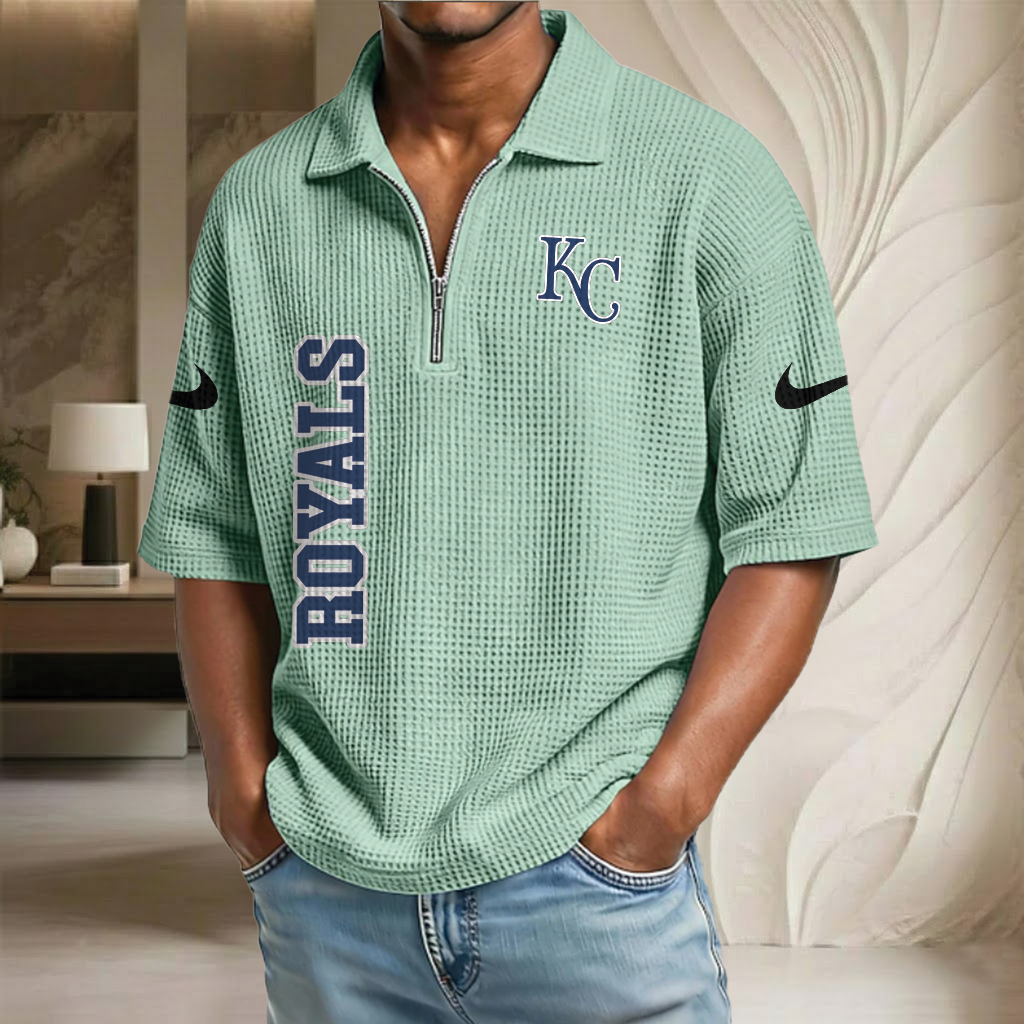 MLB x KC Baseball Waffle Half-Zip Polo Shirt HLP HLPHUONG