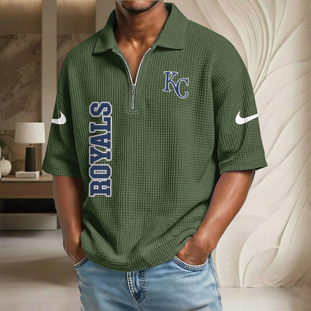 MLB x KC Baseball Waffle Half-Zip Polo Shirt HLP HLPHUONG