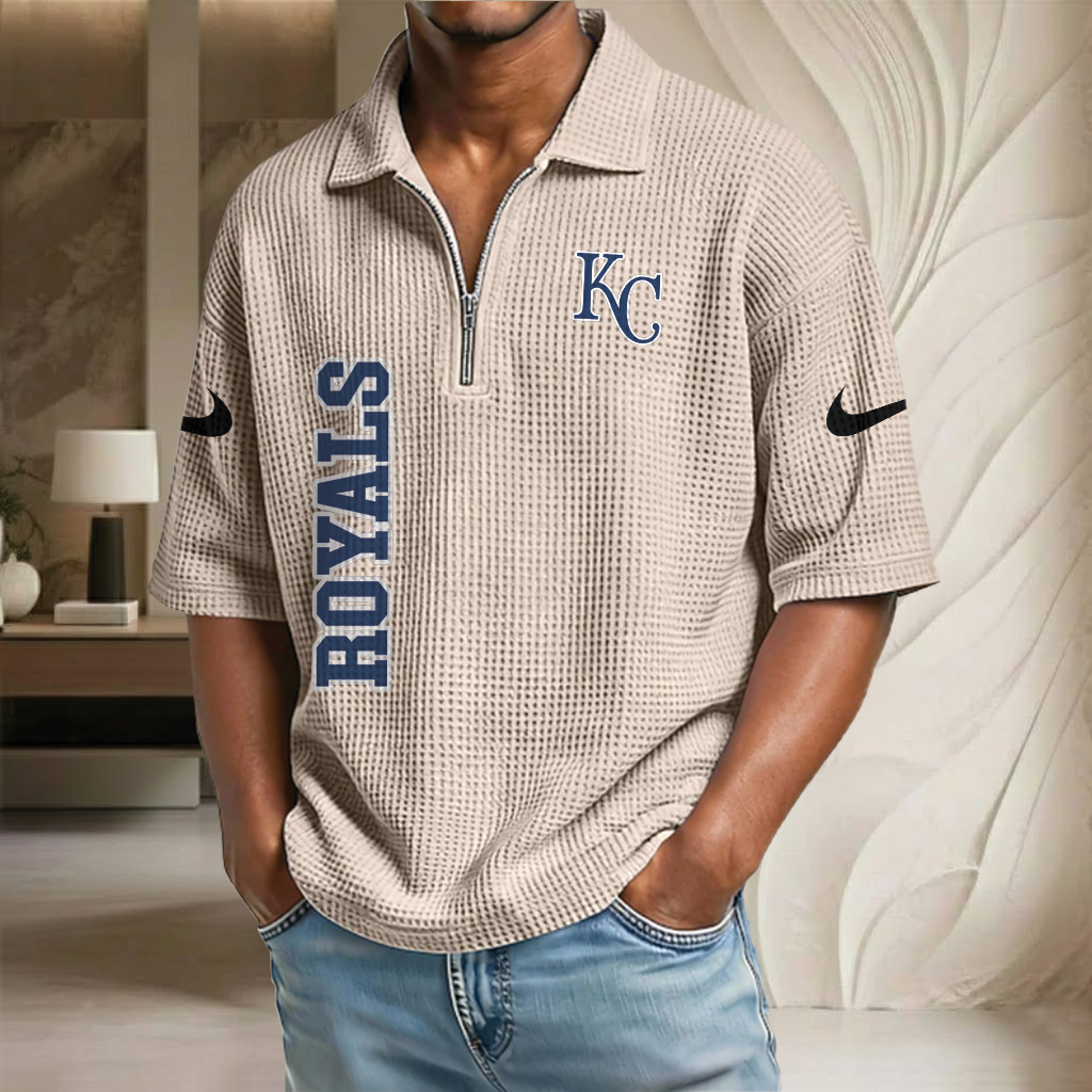 MLB x KC Baseball Waffle Half-Zip Polo Shirt HLP HLPHUONG