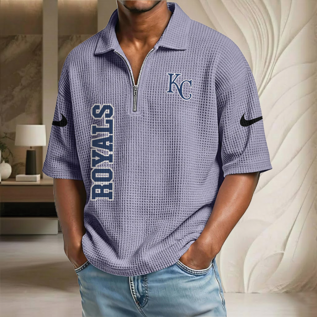MLB x KC Baseball Waffle Half-Zip Polo Shirt HLP HLPHUONG