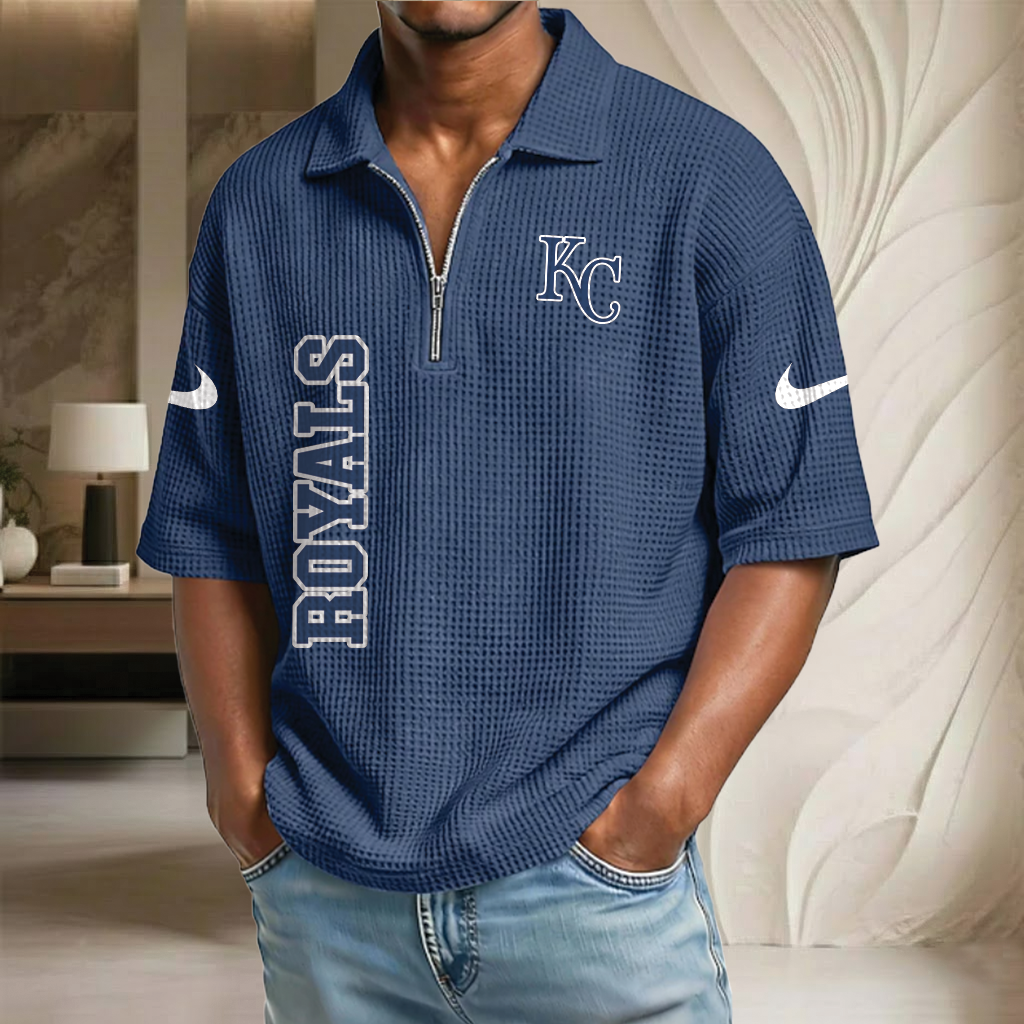 MLB x KC Baseball Waffle Half-Zip Polo Shirt HLP HLPHUONG