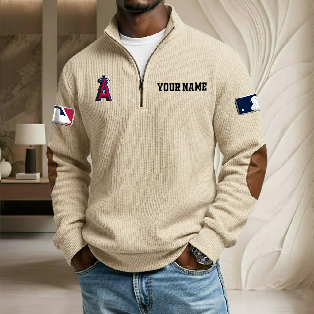 MLB x LAA Custom Name Stand Collar Half-zip Sweatshirt HLP HLPHUONG