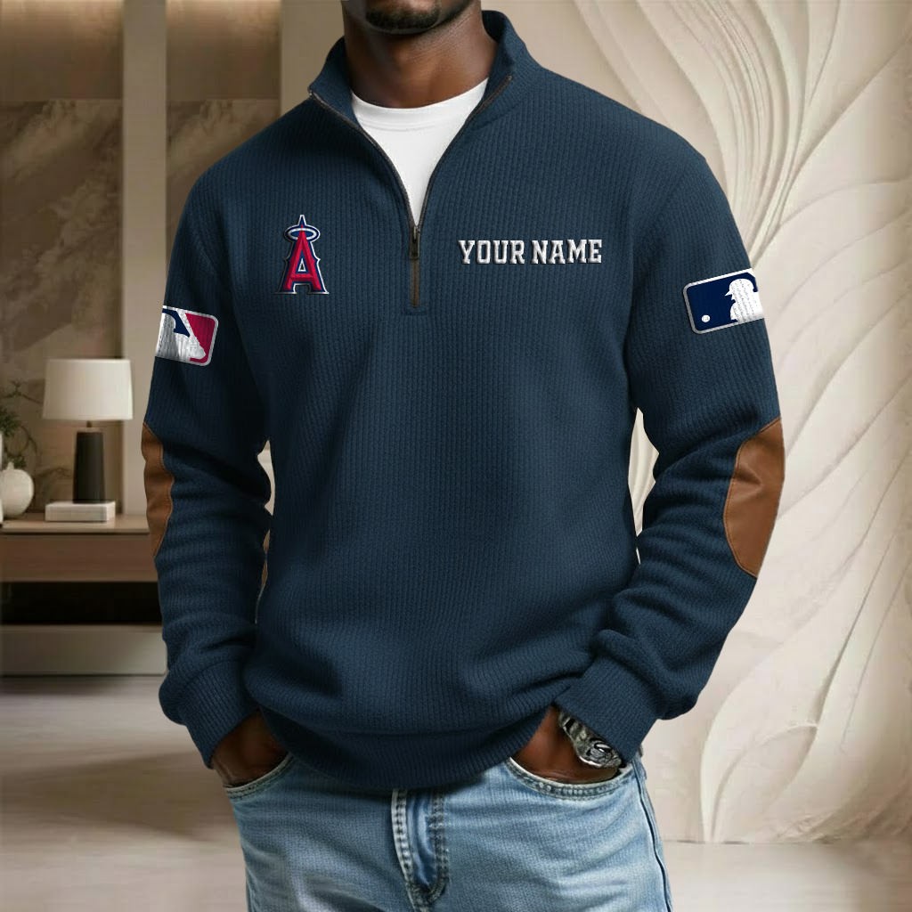 MLB x LAA Custom Name Stand Collar Half-zip Sweatshirt HLP HLPHUONG