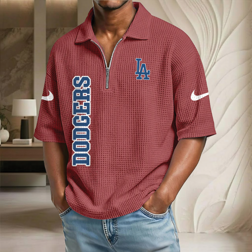 MLB x LAD Baseball Waffle Half-Zip Polo Shirt HLP HLPHUONG