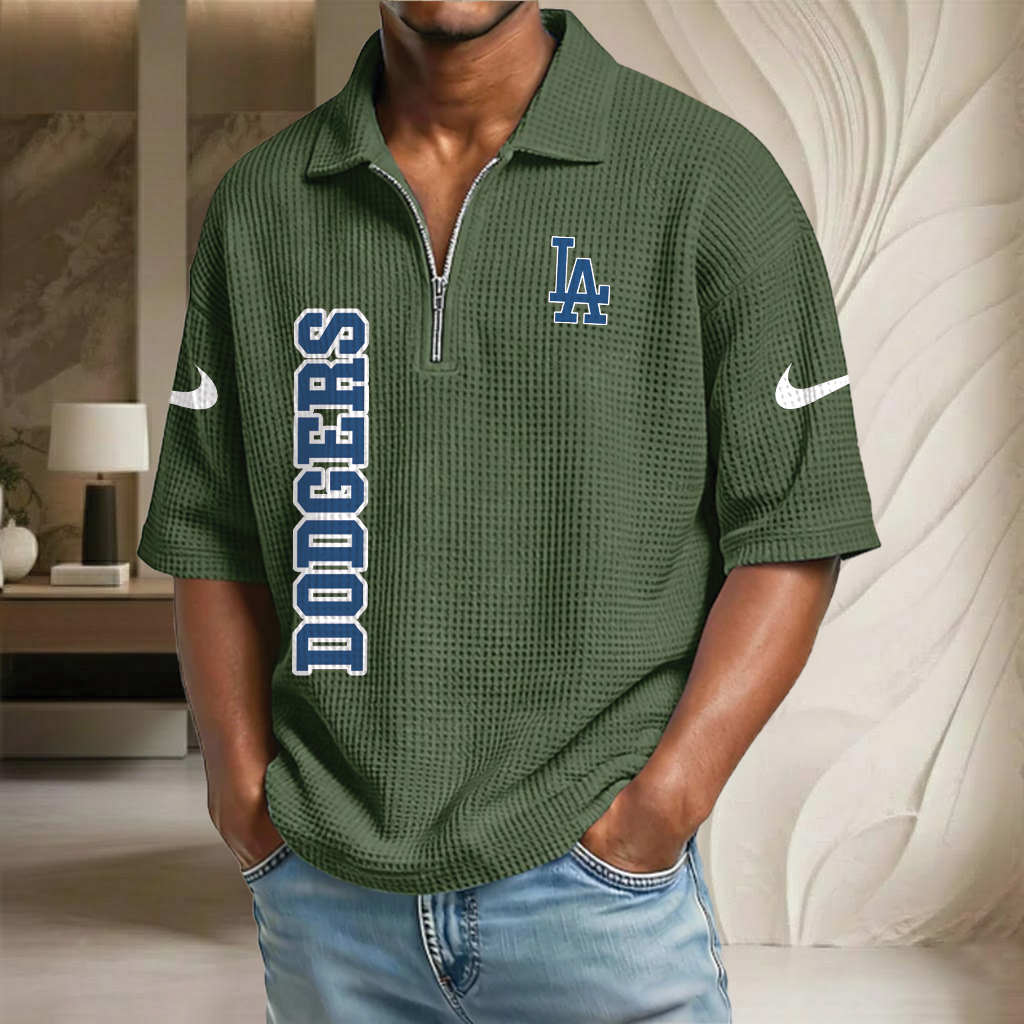 MLB x LAD Baseball Waffle Half-Zip Polo Shirt HLP HLPHUONG