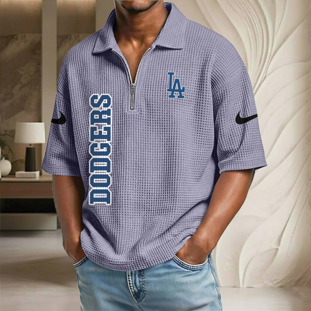 MLB x LAD Baseball Waffle Half-Zip Polo Shirt HLP HLPHUONG