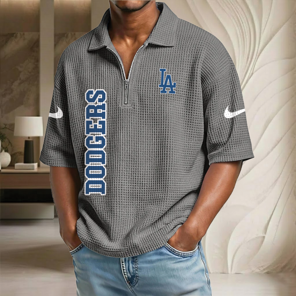 MLB x LAD Baseball Waffle Half-Zip Polo Shirt HLP HLPHUONG