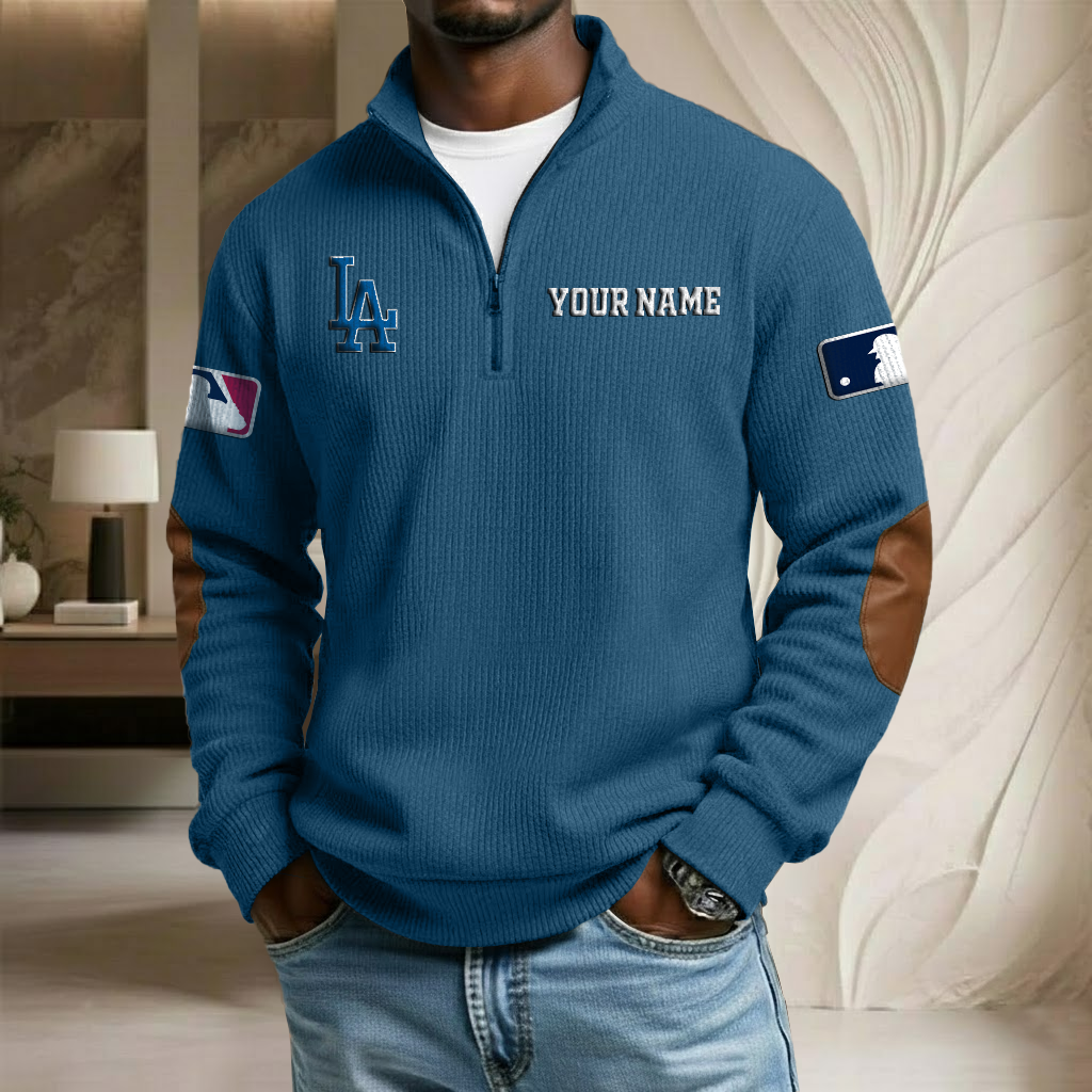 MLB x LAD Custom Name Stand Collar Half-zip Sweatshirt HLP HLPHUONG