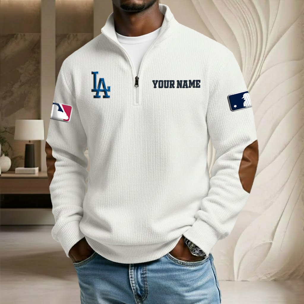 MLB x LAD Custom Name Stand Collar Half-zip Sweatshirt HLP HLPHUONG