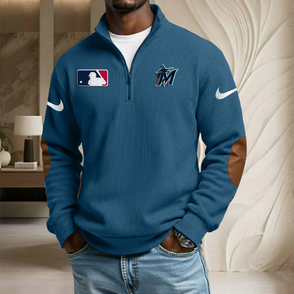 MLB x MIA Sport Team Stand Collar Half-zip Sweatshirt HLP HLPHUONG