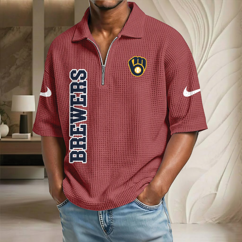 MLB x MIL Baseball Waffle Half-Zip Polo Shirt HLP HLPHUONG