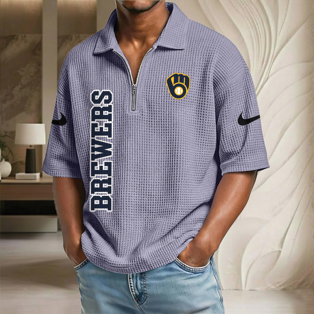 MLB x MIL Baseball Waffle Half-Zip Polo Shirt HLP HLPHUONG