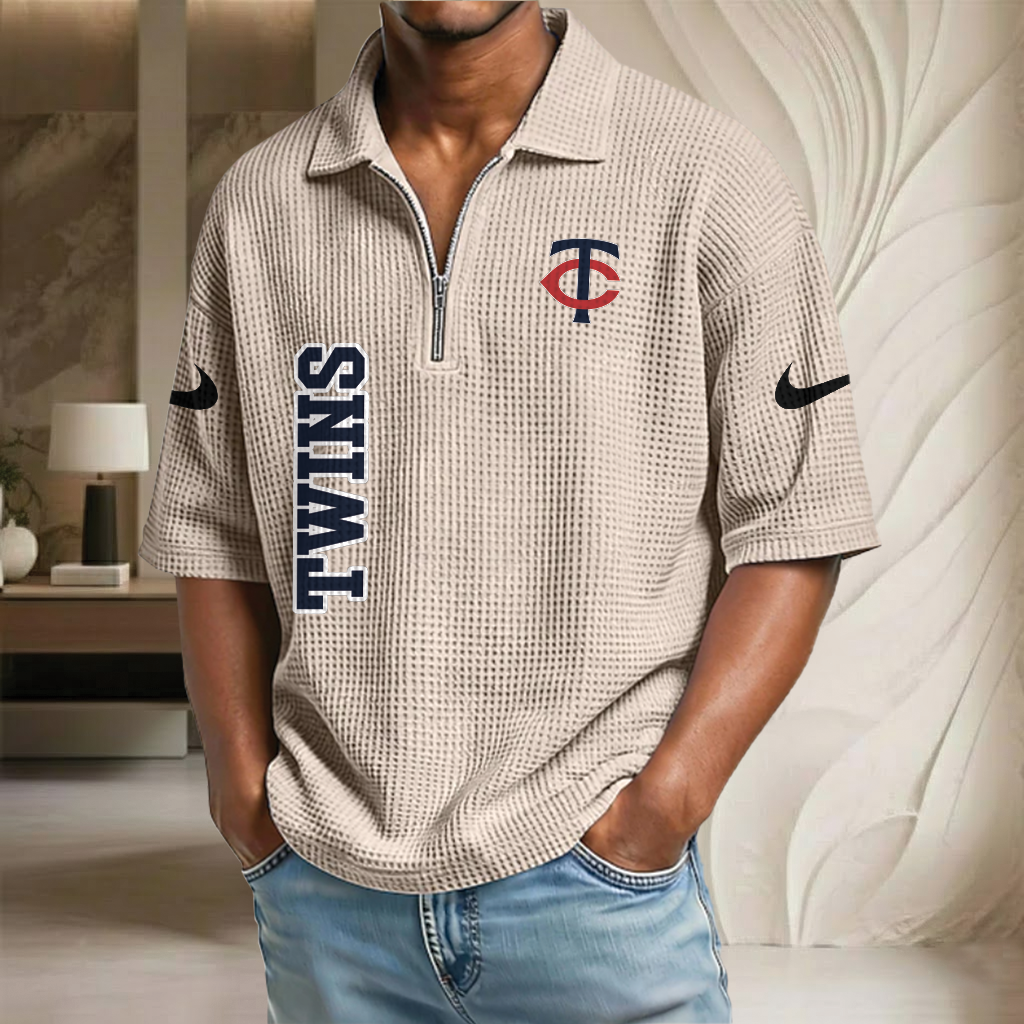 MLB x MIN Baseball Waffle Half-Zip Polo Shirt HLP HLPHUONG