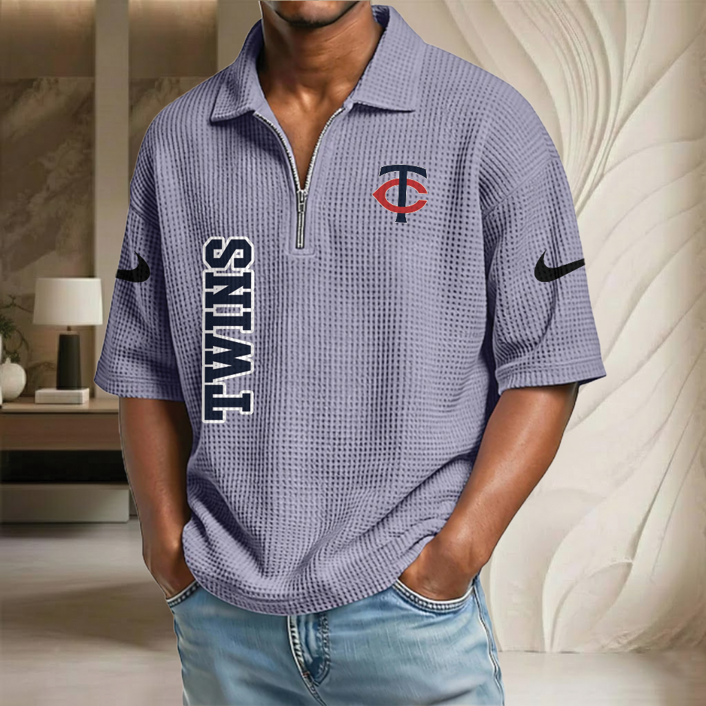 MLB x MIN Baseball Waffle Half-Zip Polo Shirt HLP HLPHUONG